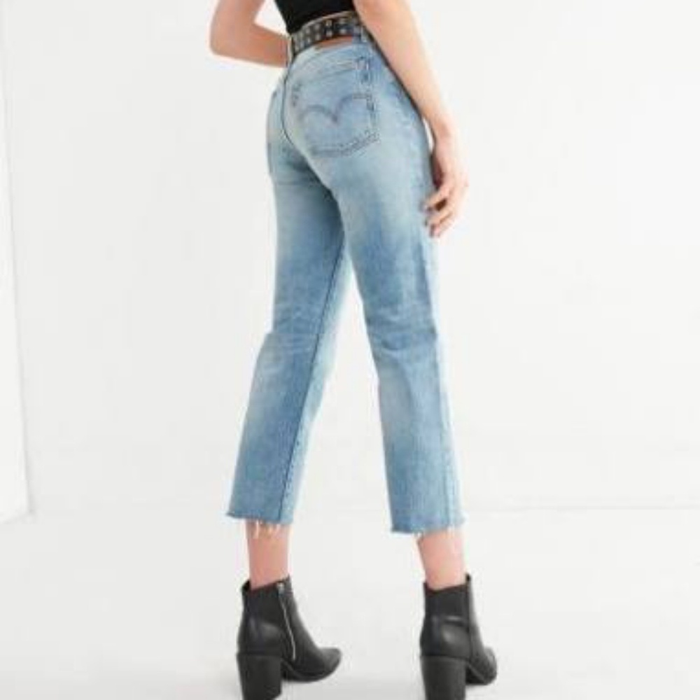 Levi's 505 frayed hem straight leg denim cut offs